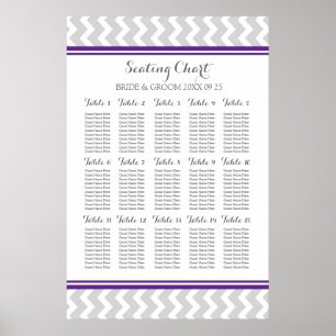 Póster Seating Chart 15 Table 150 Guest Plum Grey Chevron