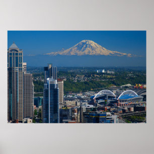 Poster Seattle com o Monte Rainier Fotografia