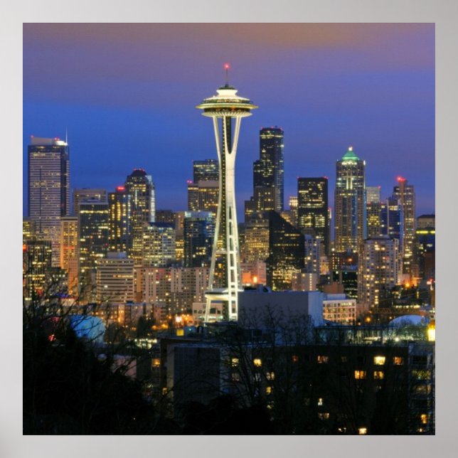 Póster Seattle é visto do Parque Kerry, na Rainha Anne (Frente)