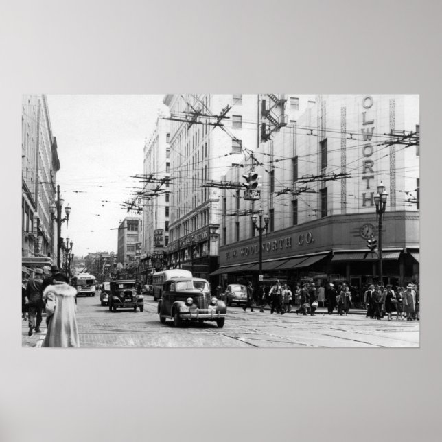 Poster Seattle, Fotografia do Centro da Cena da WA (Frente)