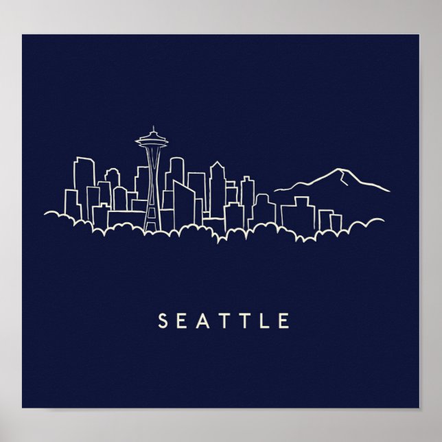 Poster Seattle Skyline (Frente)