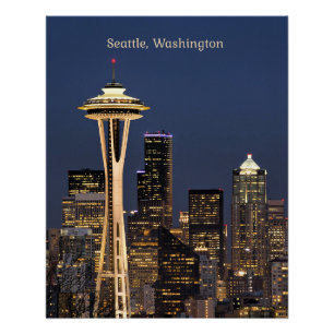Póster Seattle, vista cênica de Washington