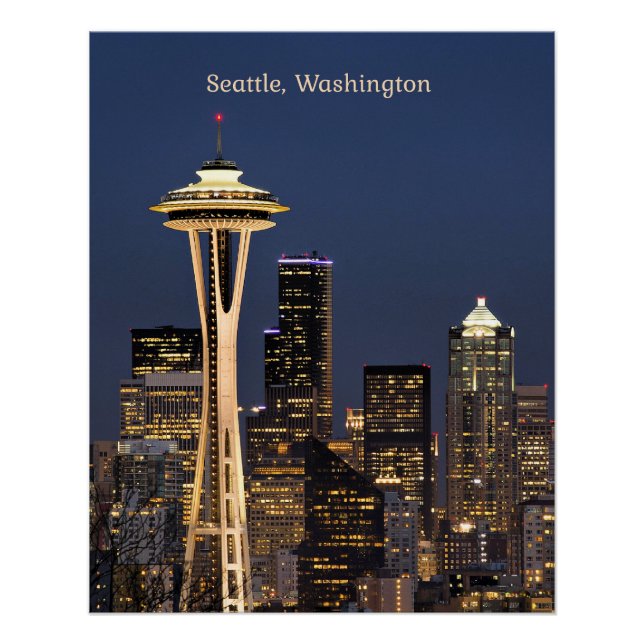 Póster Seattle, vista cênica de Washington (Frente)