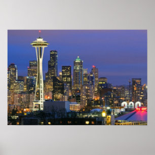 Póster Seattle visto do parque do Kerry na rainha Anne