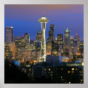 Póster Seattle visto do parque do Kerry na rainha Anne