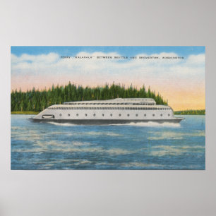 Póster Seattle, WA - vista da balsa de Kalakala em Puget