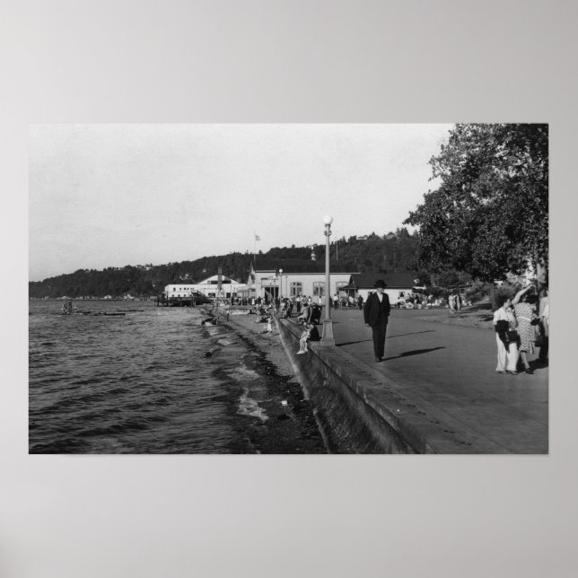 Poster Seattle, WAAlki Beach Waterfront View (Frente)