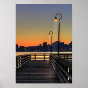 Póster Seattle Washington Downtown Skyline
