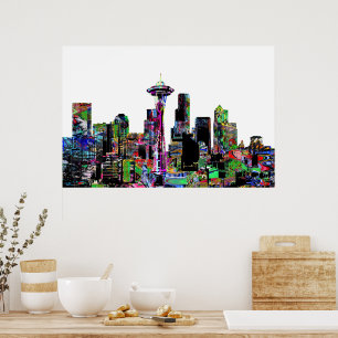 Póster Seattle, Washington em grafite