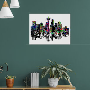 Poster Seattle, Washington em grafite