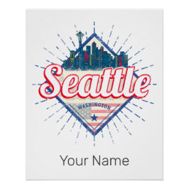 Póster Seattle Washington EUA City Skyline EUA