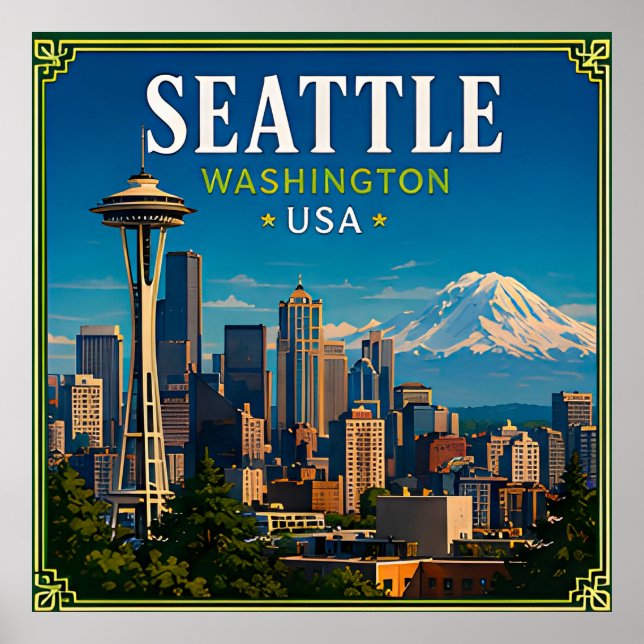 Poster ☕ Seattle Washington Memória Da Agulha Espacial ☕ (Frente)