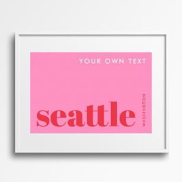 Poster Seattle Washington moderno tipográfico rosa
