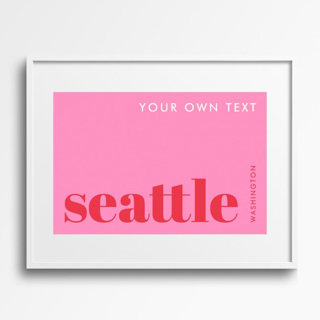 Poster Seattle Washington moderno tipográfico rosa  (Criador carregado)