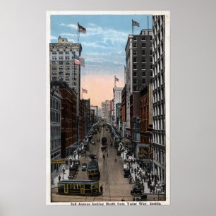 Póster Seattle, Washington - North View of 2nd
