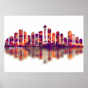 Poster Seattle Washington Skyline
