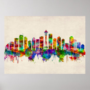 Poster Seattle Washington Skyline