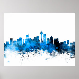 Póster Seattle Washington Skyline