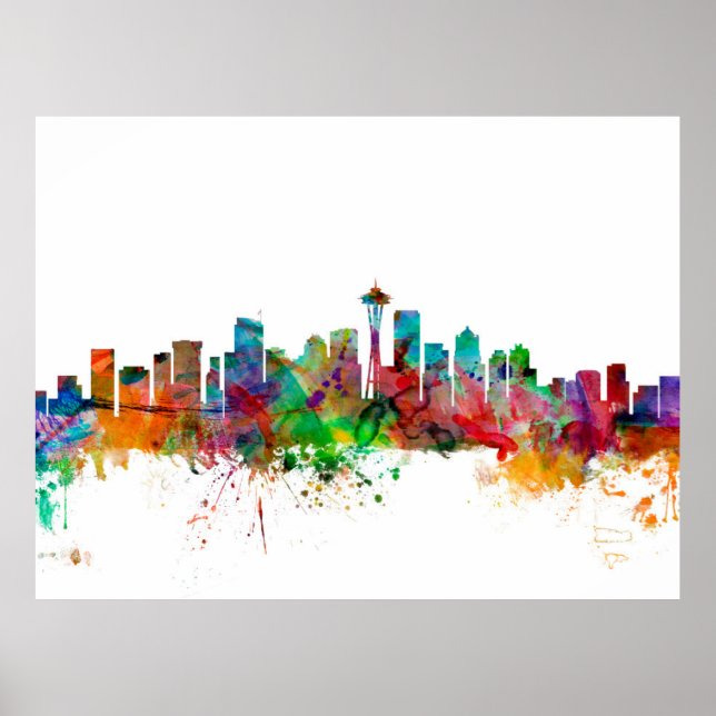 Poster Seattle Washington Skyline (Frente)