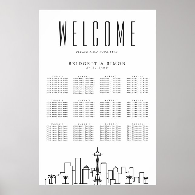 Poster Seattle Wedding | 12 Mesa (Frente)