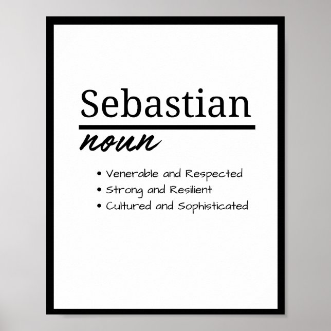Poster Sebastian, Boy Personalised Name Definition (Frente)