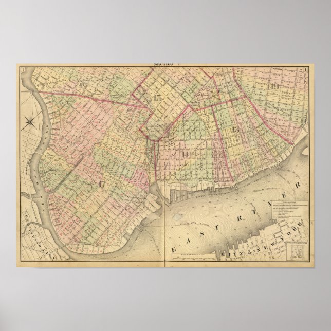 Póster Sec 1 Mapa do Brooklyn (Frente)