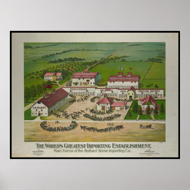 Poster Séc. XIX Holbert Horse Importando Co Greeley IA (Frente)