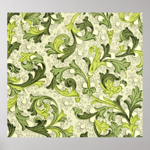 Poster Séc. XVIII: Papel de Parede Floral Antiquado.