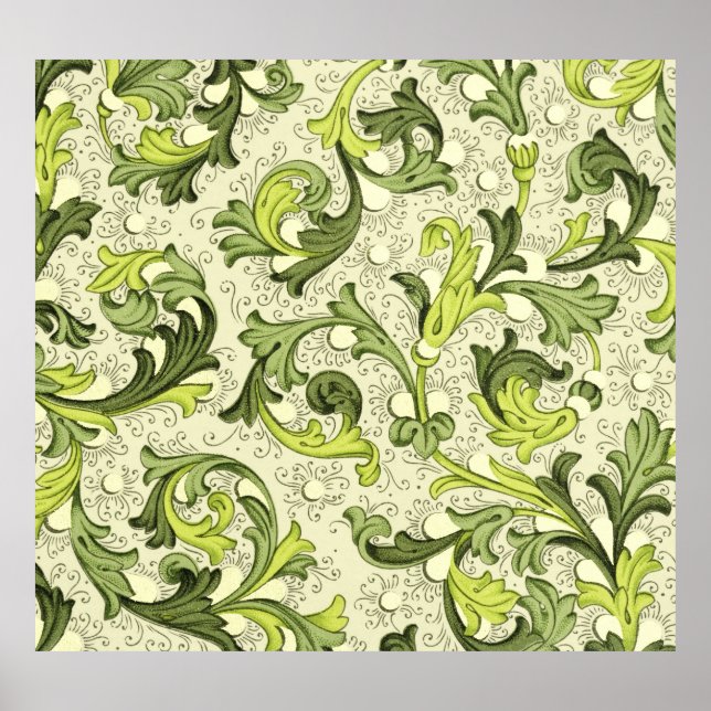 Poster Séc. XVIII: Papel de Parede Floral Antiquado. (Frente)