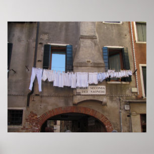 Póster Secagem da lavanderia em Veneza, Italia
