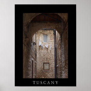 Poster Secagem de roupa na Toscana pôster preto