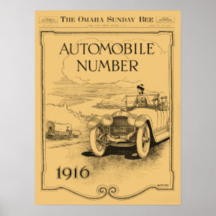 Póster seção 1916 diária do automóvel da abelha de Om