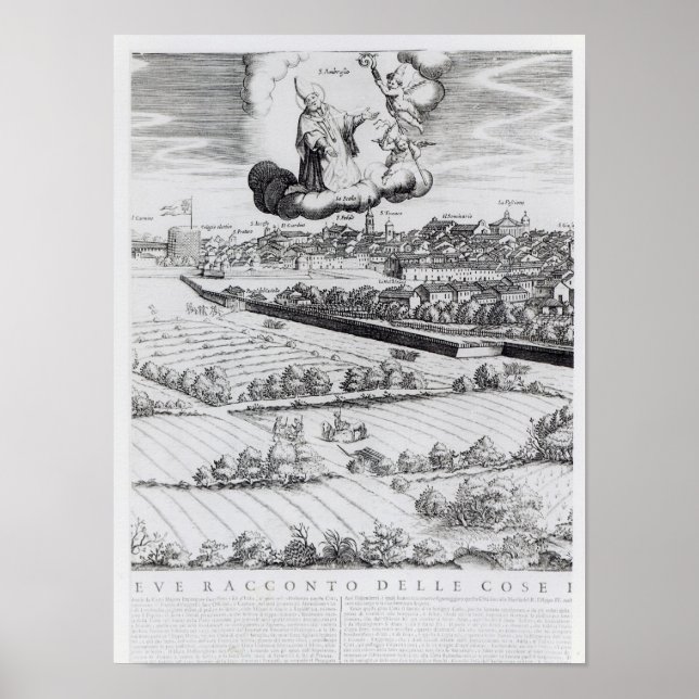 Póster Seção de um Mapa de Milão, 1640 (Frente)
