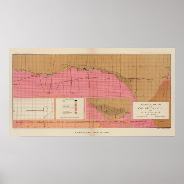 Póster Seção Horizontal da Comstock Lode North (Frente)