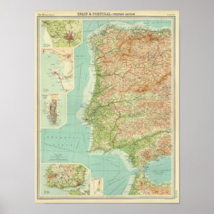 Póster Seção ocidental da espanha & do Portugal