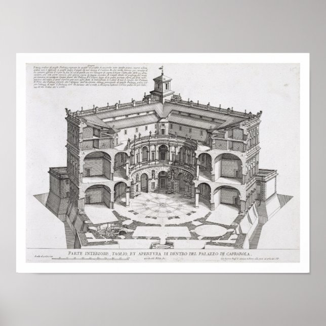 Póster Seção transversal de Villa Caprarola, Bagnaia (gra (Frente)
