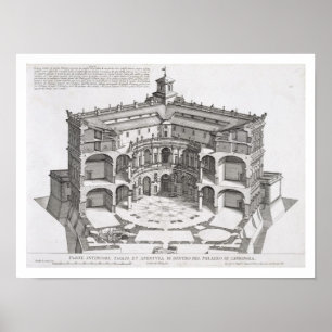 Póster Secção transversal da casa de campo Caprarola,