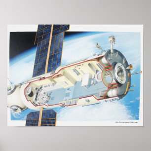 Póster Secção transversal da estação espacial psta so
