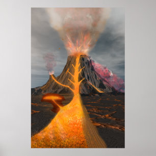 Póster Secção transversal do vulcão