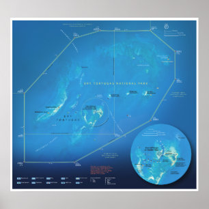 Poster seco do mapa de Tortugas