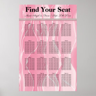 Poster Seda Cor-de-rosa brilhante com Pérolas Brancas