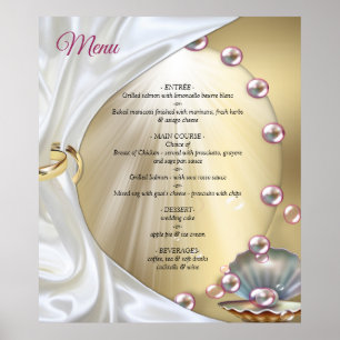 Poster Seda de Marfim, Renda Dourada e Pérolas e Mármore