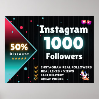 Poster Seguidores do Instagram 1000 | Seguidores de Insta