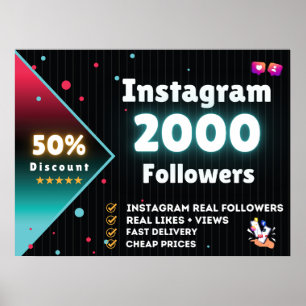 Poster Seguidores do Instagram 2000 Seguidores de Insta