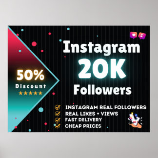 Poster Seguidores do Instagram 20K | Seguidores de Instag