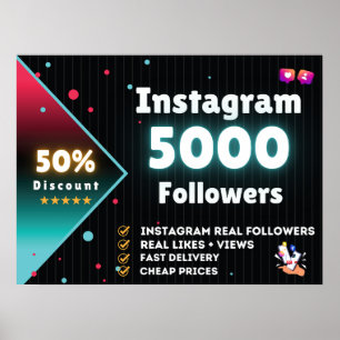 Poster Seguidores do Instagram 5.000 Comprar Instagram
