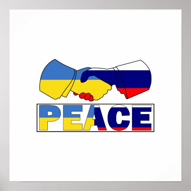 Poster Seguimento da paz, Ucrânia, Rússia Bandeira (Frente)