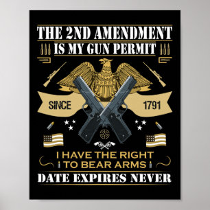Poster Segunda Emenda Pro Gun É Minha Permissão de Arma E