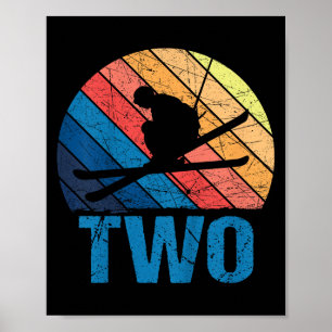 Poster segundo aniversário Retro Esqui De 2 Anos Meninos