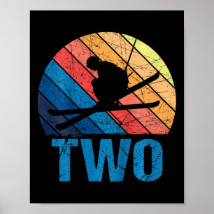 Poster segundo aniversário Retro Esqui De 2 Anos Meninos